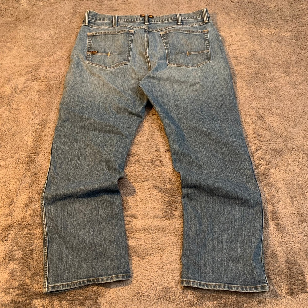 Ariat Rebar M4 Mens Low Rise Bootcut Jeans Blue Denim Workwear 38x29